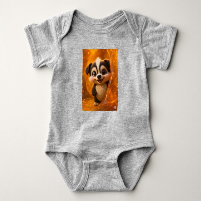 Wuffoo Surffie Cute Kawaii Puppy Amber Baby Bodysuit (Front)