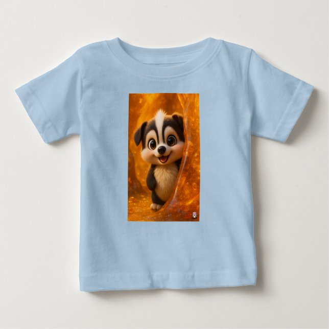 Wuffoo Surffie Cute Kawaii Puppy Amber Baby T-Shirt (Front)