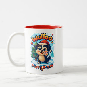 Wuffoo Surffie Merry X-mas Kawaii 3D Holiday Two-Tone Coffee Mug