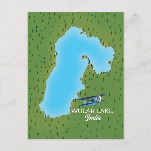 Wular Lake India map Postcard (Front)