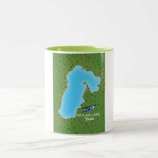 Wular Lake India map Two-Tone Coffee Mug (Center)