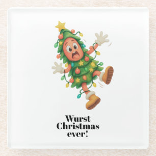 Wurst Christmas ever! Funny Salami Glass Coaster