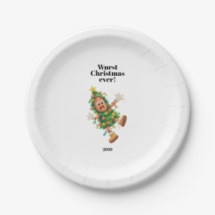Wurst Christmas ever! Funny Salami Paper Plate