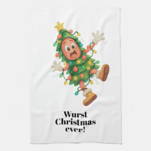 Wurst Christmas ever! Funny Salami Tea Towel