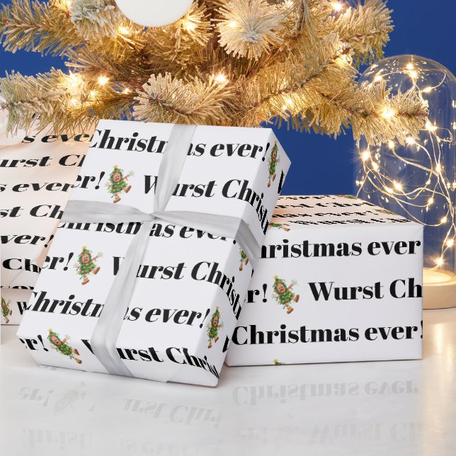 Wurst Christmas ever! Funny  Salami  Wrapping Paper (Holidays)
