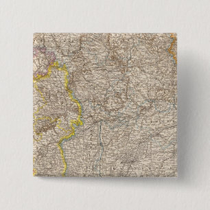 Wurttemberg, Bayern Atlas Map of Germany 15 Cm Square Badge