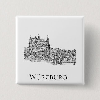 Würzburg Bavaria Cityscape Minimalist Line Art 15 Cm Square Badge