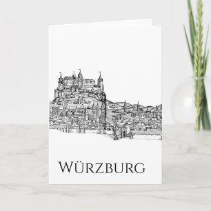 Würzburg Bavaria Cityscape Minimalist Line Art Card