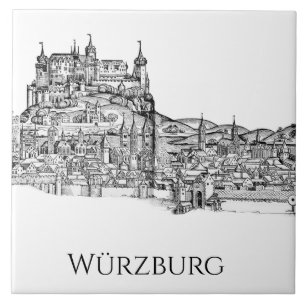 Würzburg Bavaria Cityscape Minimalist Line Art Ceramic Tile