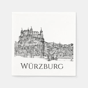 Würzburg Bavaria Cityscape Minimalist Line Art Napkin
