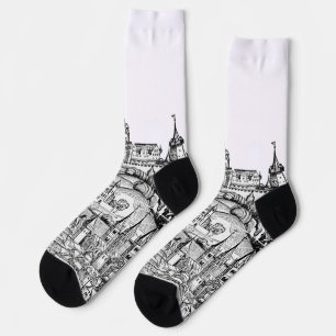 Würzburg Bavaria Cityscape Minimalist Line Art Socks