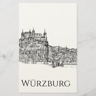 Würzburg Bavaria Cityscape Minimalist Line Art Stationery
