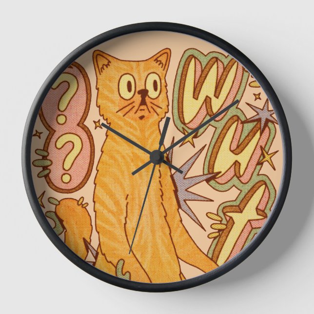 Wut? / An Orange Cat Illustration Clock (Front)