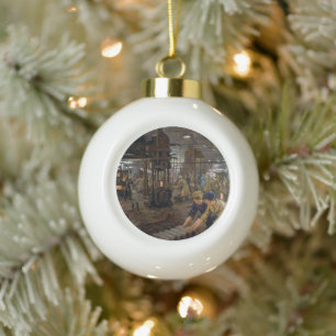 WW1 1918 Women Working at a Munitions a Factory Ceramic Ball Christmas Ornament