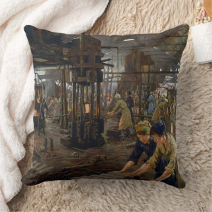 WW1 1918 Women Working at a Munitions a Factory Cushion