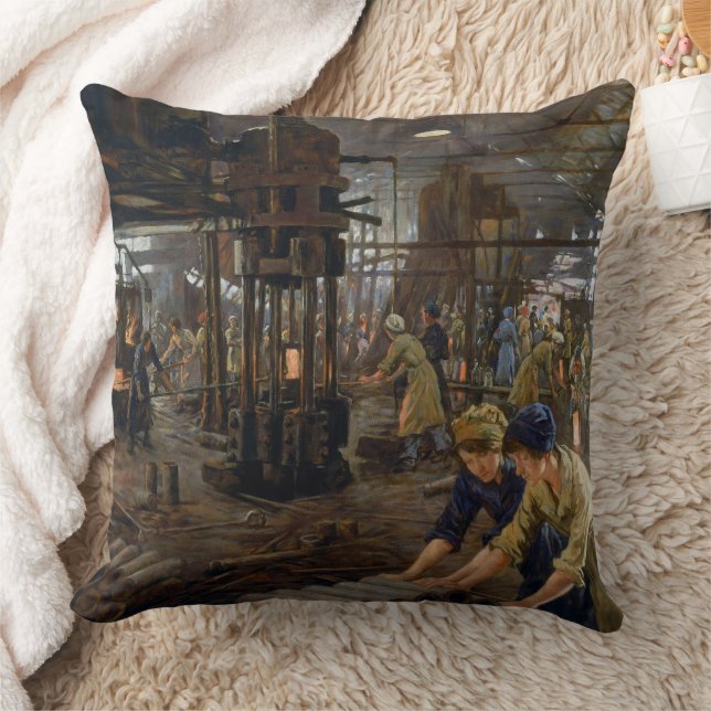WW1 1918 Women Working at a Munitions a Factory  Cushion (Blanket)