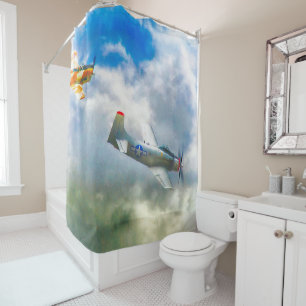 WW2 Aircraft AIR FORCE RAIDERS Shower Curtain