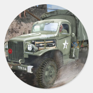 WW2 American Army Truck Classic Round Sticker