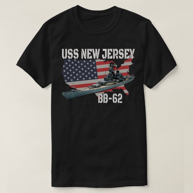 WW2 American Battleship USS New Jersey BB62 Warshi T-Shirt (Design Front)