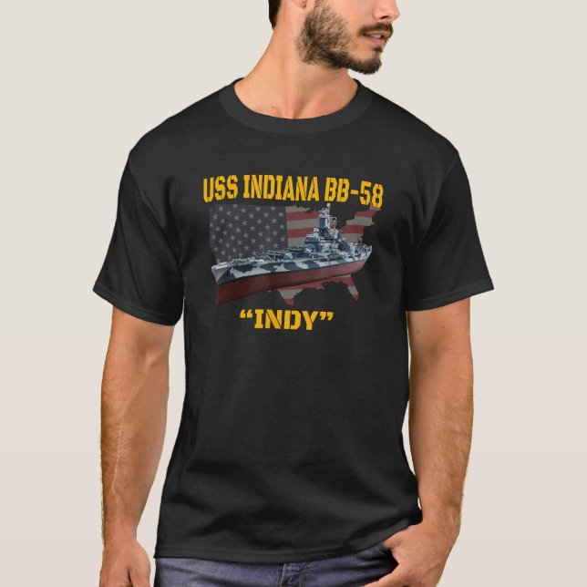 WW2 American Warship USS Indiana BB 58 Battleship  T-Shirt (Front)
