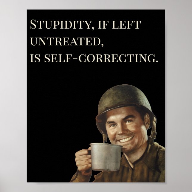 WW2 Army Guy Fab Funny Stupidity Poster (Front)