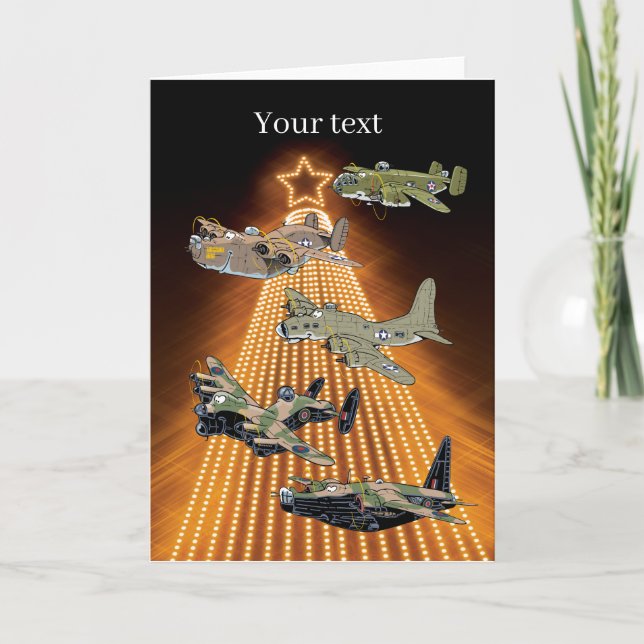 ww2 bomber planes Christmas card template (Front)