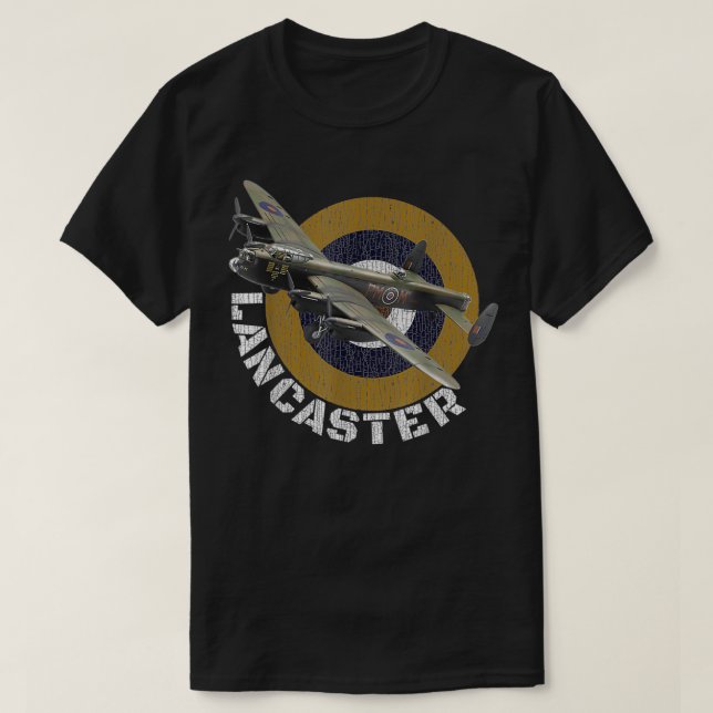WW2 British Warplanes Lancaster Heavy Bomber Plane T-Shirt (Design Front)