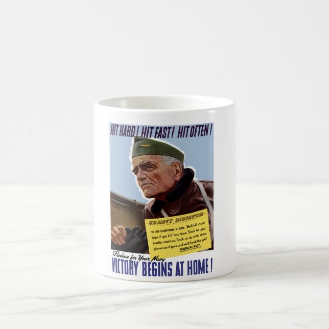 WW2 Bull Halsey Poster Coffee Mug (Center)
