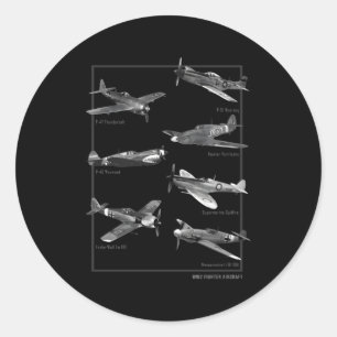 Ww2 Fighter Aircraft Classic Round Sticker
