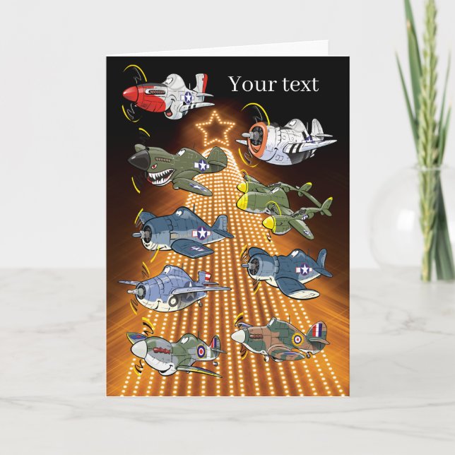ww2 fighter planes Christmas card template (Front)