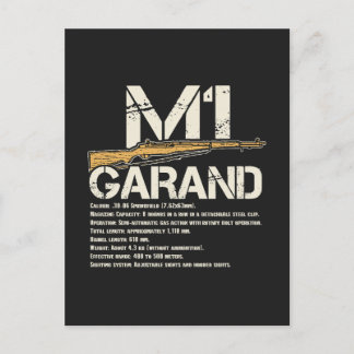 WW2 M1 Garand Weapon Specs Postcard