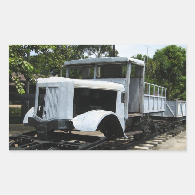 WW2 Military Train at the River Kwai Bridge Rectangular Sticker (Front)