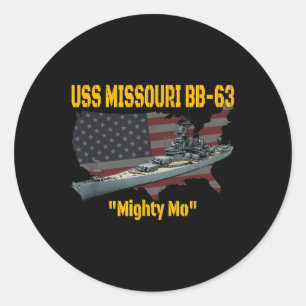 Ww2 Ship & Korean War Uss Missouri Battleship Classic Round Sticker