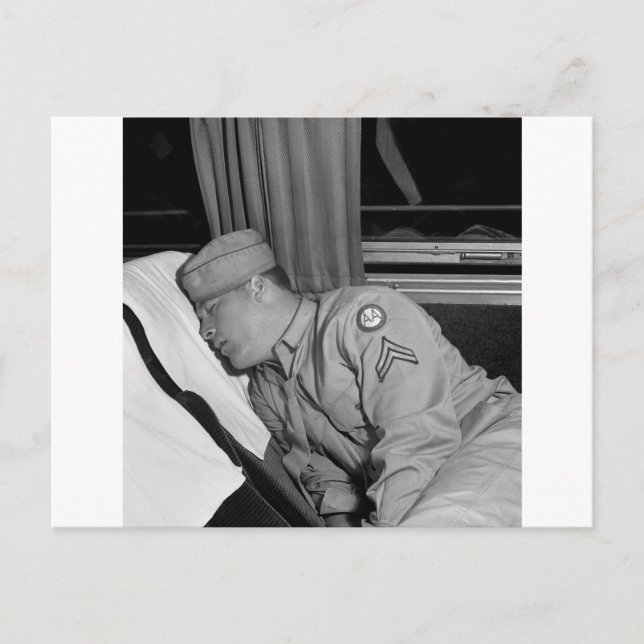 WW2 Soldier Napping, 1943 Postcard (Front)