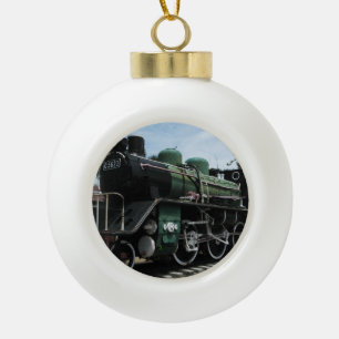 WW2 Steam Train at the River Kwai Bridge Ceramic Ball Christmas Ornament
