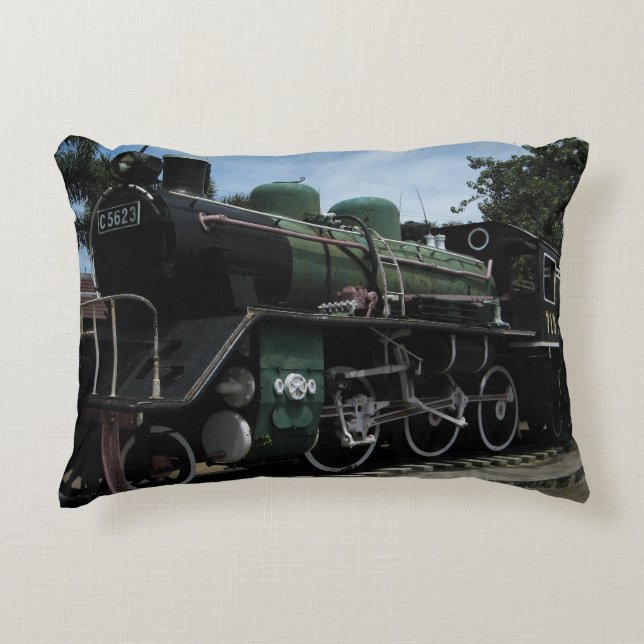 WW2 Steam Train at the River Kwai Bridge Decorative Cushion (Front)