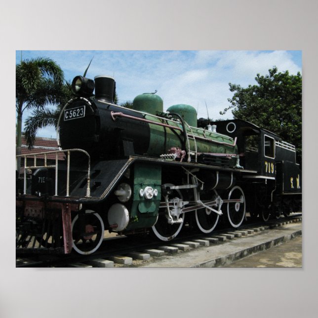 WW2 Steam Train at the River Kwai Bridge Poster (Front)