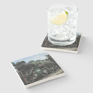 WW2 Steam Train at the River Kwai Bridge Stone Coaster