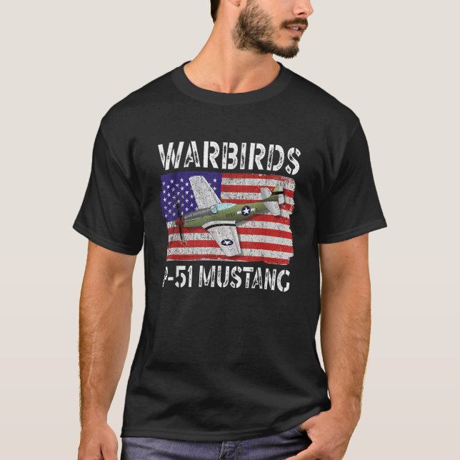 WW2 Warbird P51 Mustang American Airplane Boys Gir T-Shirt (Front)