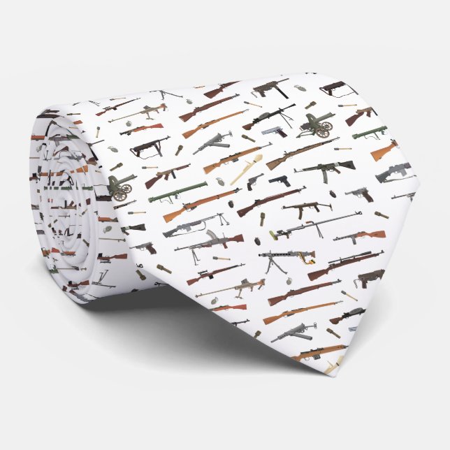 WW2 Weapons Pattern Tie (Rolled)