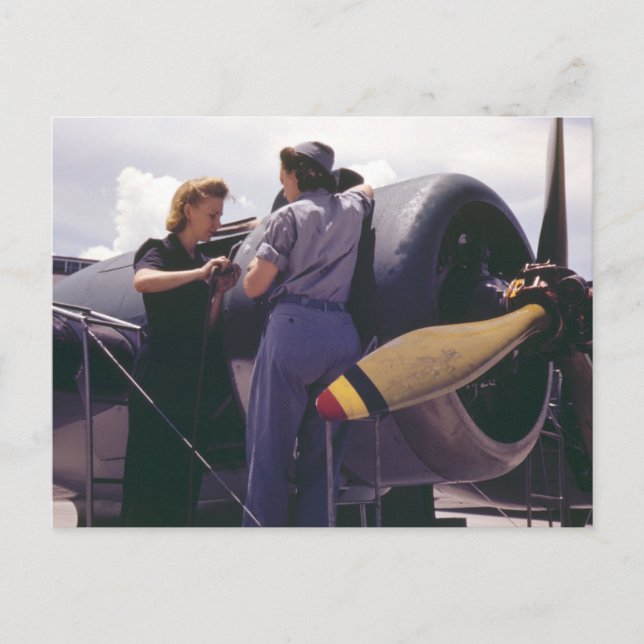 WW2 Women Aviation Mechanics Postcard (Front)