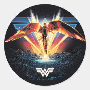 WW84 80's Retrowave Wonder Woman Graphic Classic Round Sticker