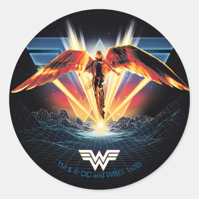 WW84 | 80's Retrowave Wonder Woman Graphic Classic Round Sticker (Front)