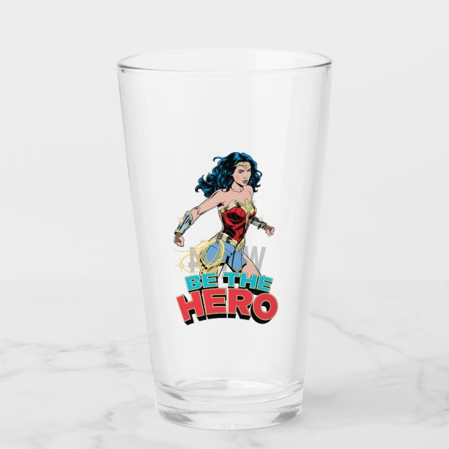 WW84 | Be The Hero Wonder Woman Retro Comic Art Glass (Front)