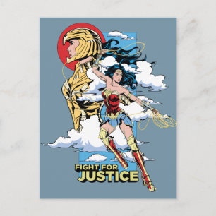 WW84   Fight For Justice Wonder Woman Retro Comic Invitation Postcard