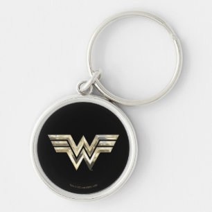 WW84   Golden Wonder Woman Logo Key Ring