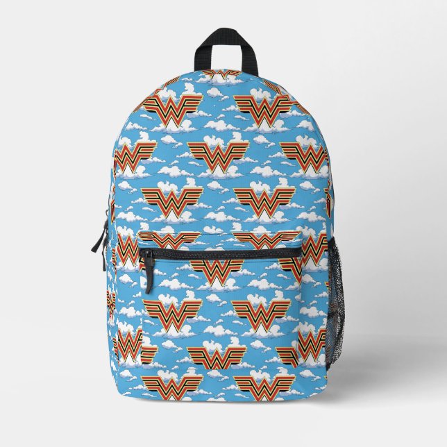 WW84 | Retro Comic Wonder Woman Logo Cloud Pattern Printed Backpack (Front)