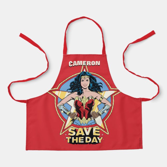 WW84 | Save The Day Wonder Woman Retro Comic Art Apron (Front)