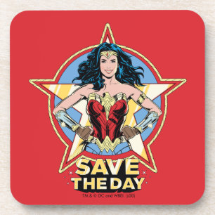 WW84   Save The Day Wonder Woman Retro Comic Art Coaster