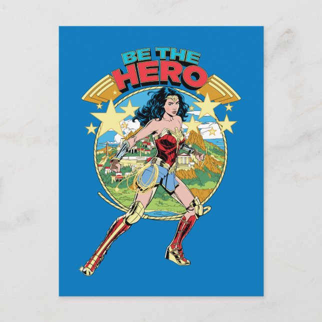 WW84 | Themyscira Wonder Woman Retro Comic Art Invitation Postcard (Front)